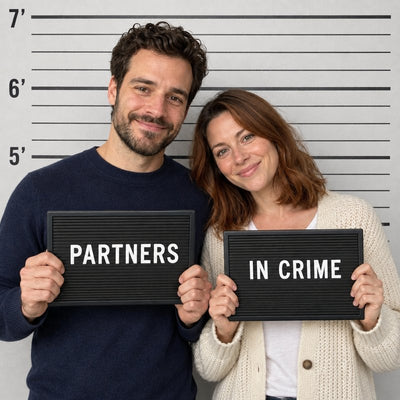 A sample couple as Partners in Crime (example portrait)