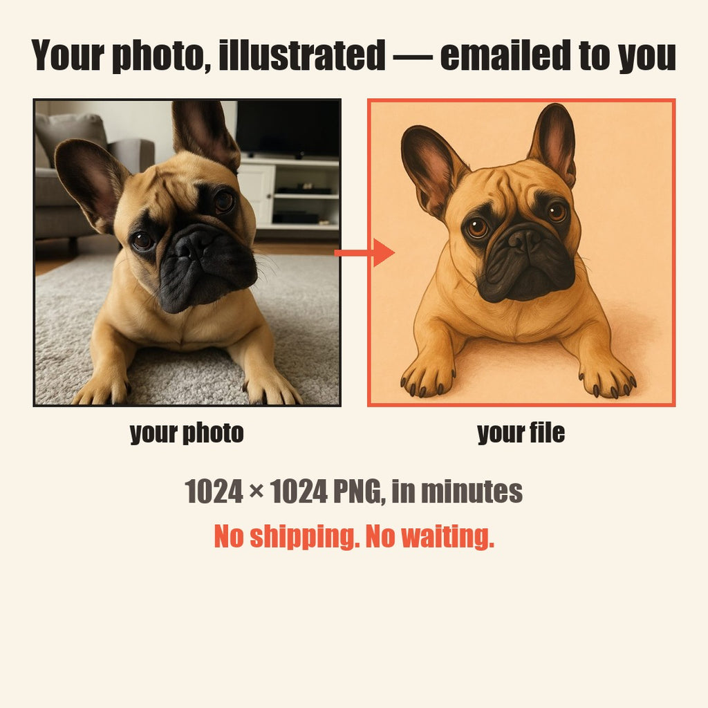Custom pet portrait illustration, digital download