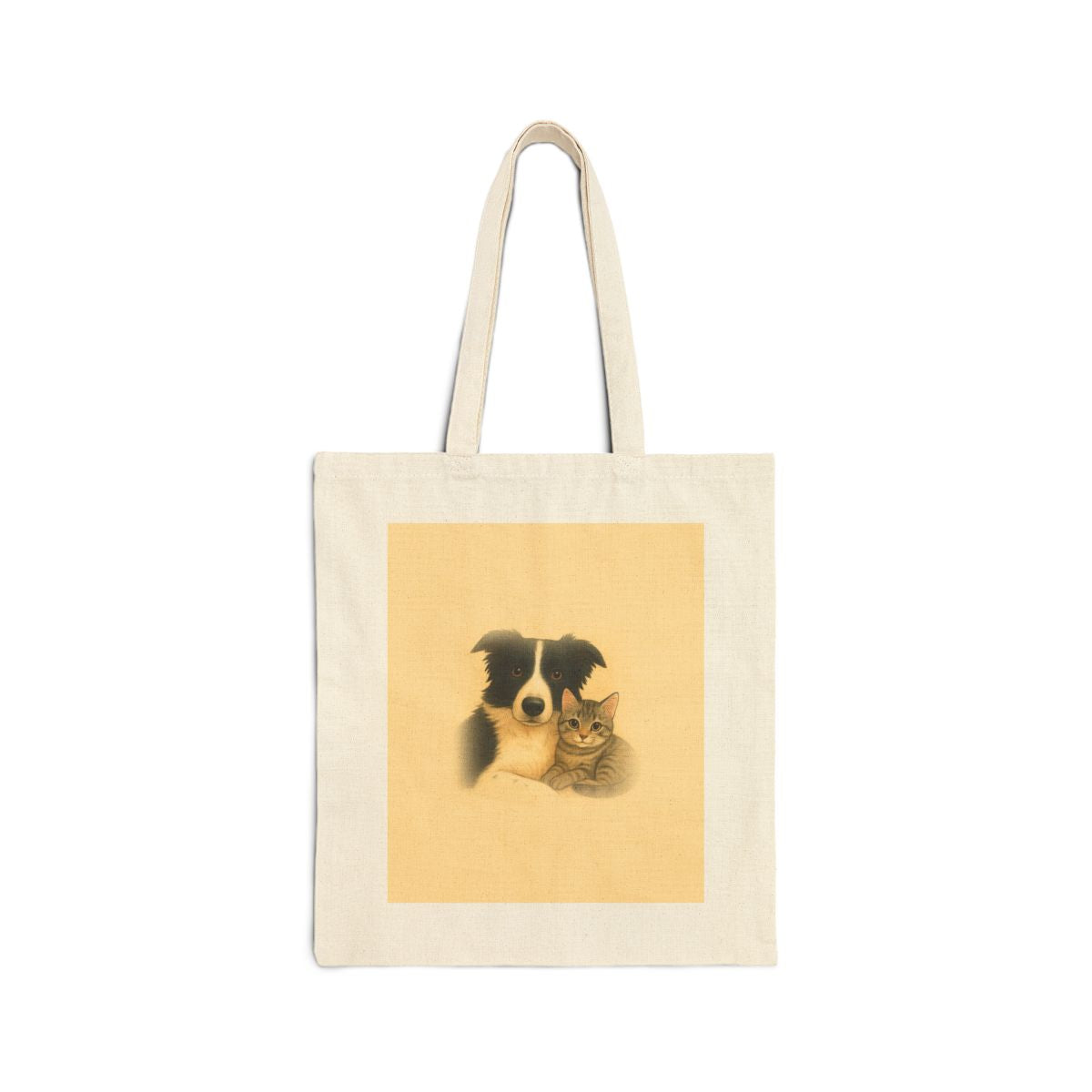 Dog and cat portrait tote bag, front