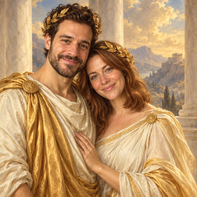 A sample couple as Greek gods (example portrait)