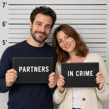 A sample couple as Partners in Crime (example portrait)