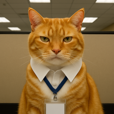 A pet illustrated as Employee of the Month
