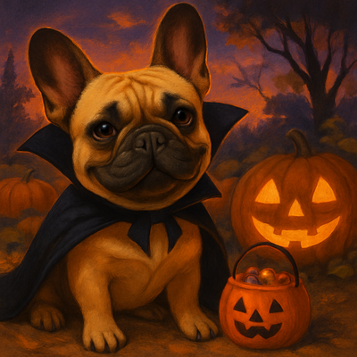 A pet illustrated as Halloween